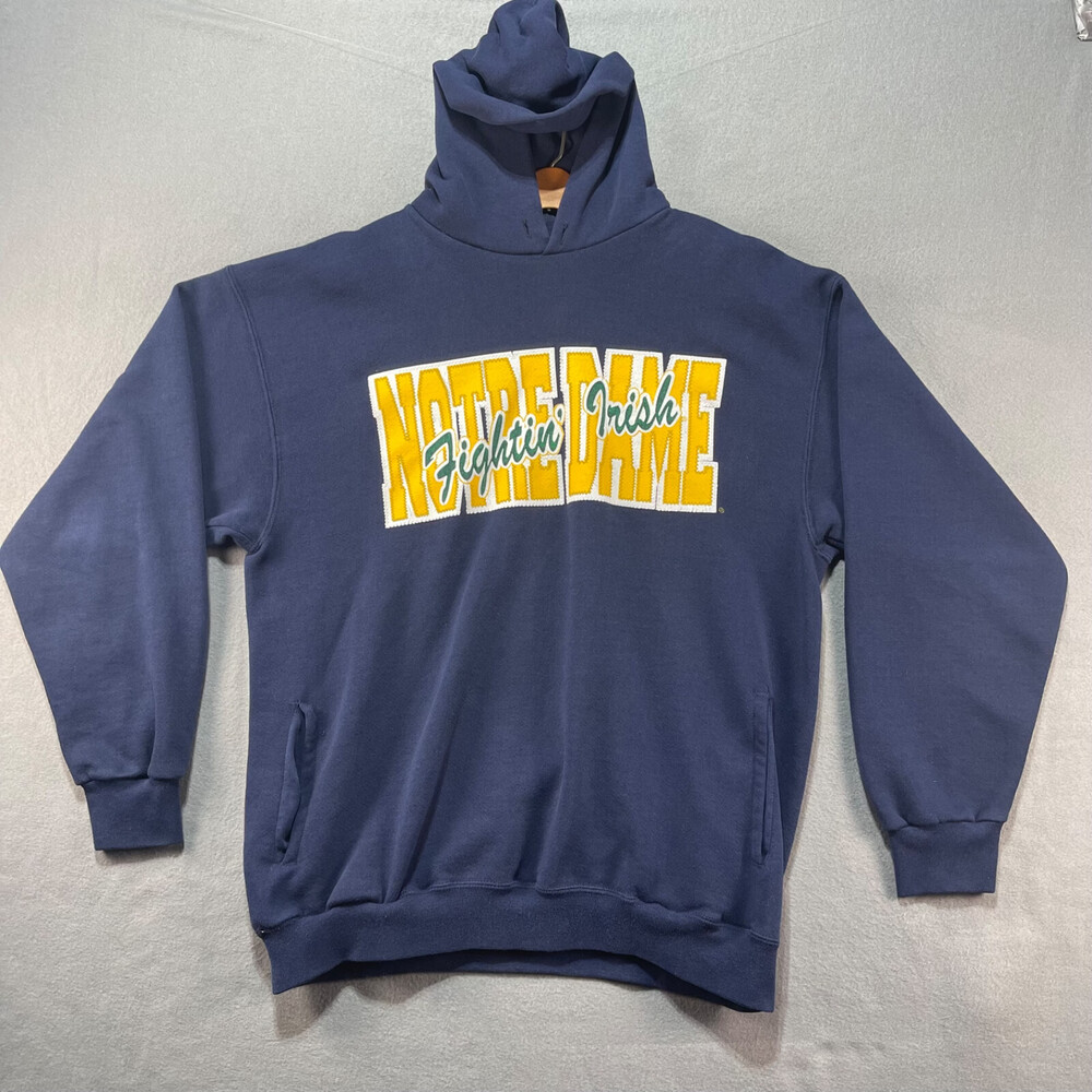 Vintage 20/20 Sport Notre Dame Hoodie Large Blue Made in the USA Fighting Irish